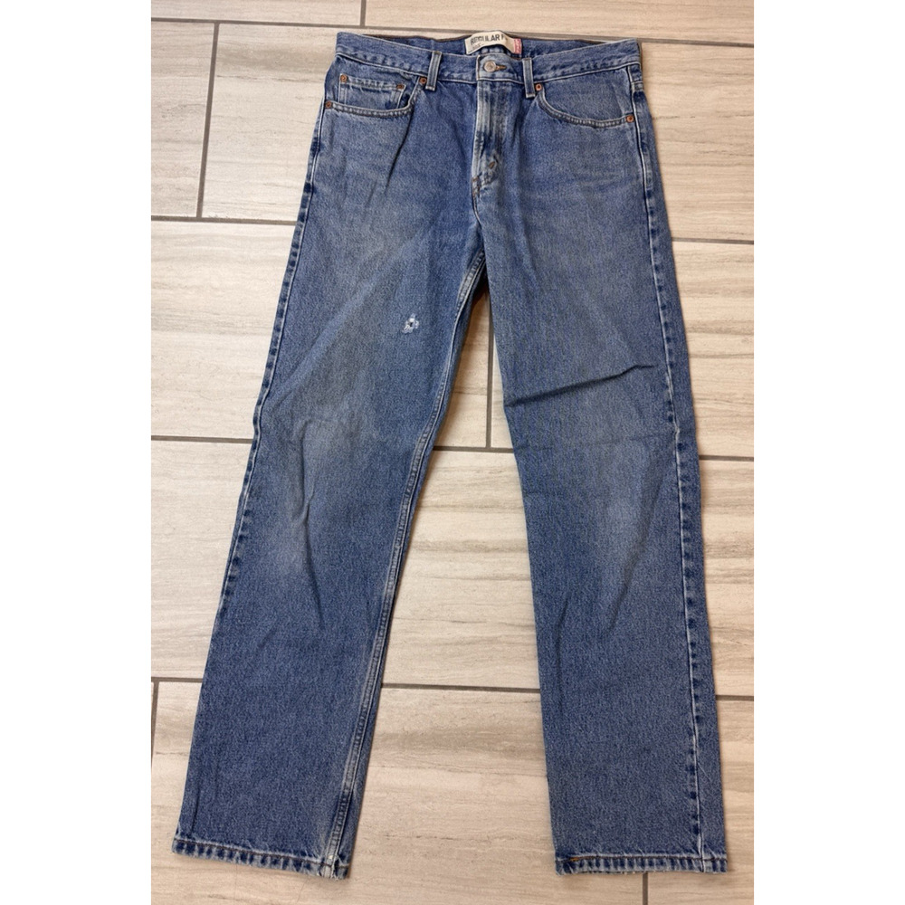 Levis 505 Regular Fit Straight Leg Vintage Denim Distressed Jeans Mens 34x34 Y2K